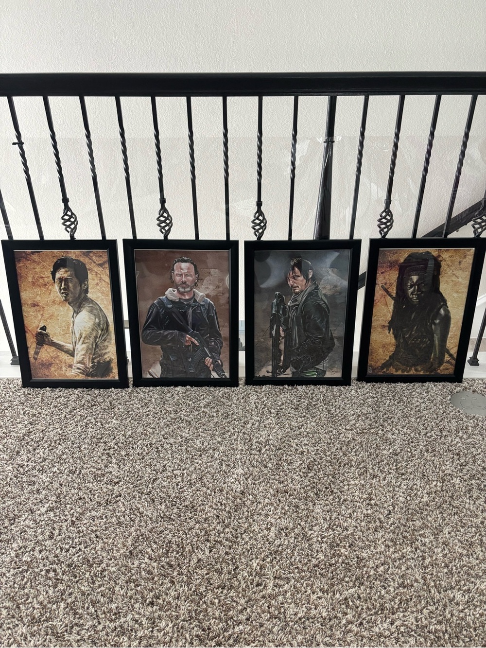 Set of Four Black Framed Character Art Prints in Black